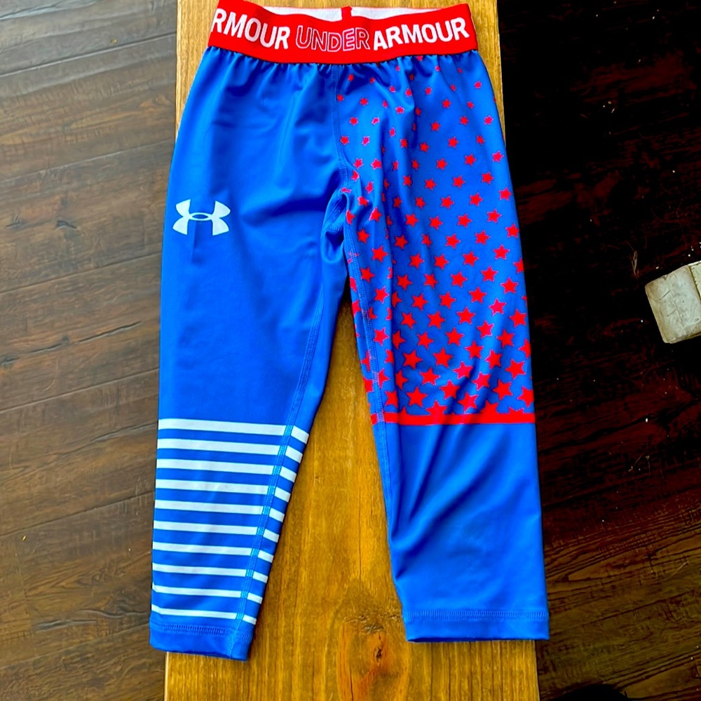 Girl Under Armour Red, White, and Blue leggings